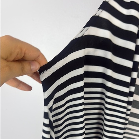 Joseph Ribkoff Monochrome Striped Sleeveless Open Cardigan Size 14 - Picture 4 of 11